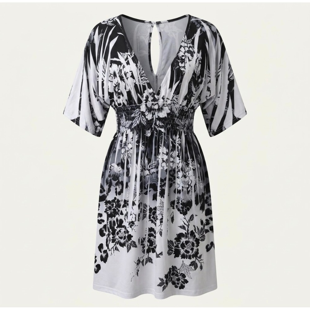 Y2K Babydoll Kimono Sleeve Smocked Dress XL Cyber Fairy Grunge Whimsigoth 90s